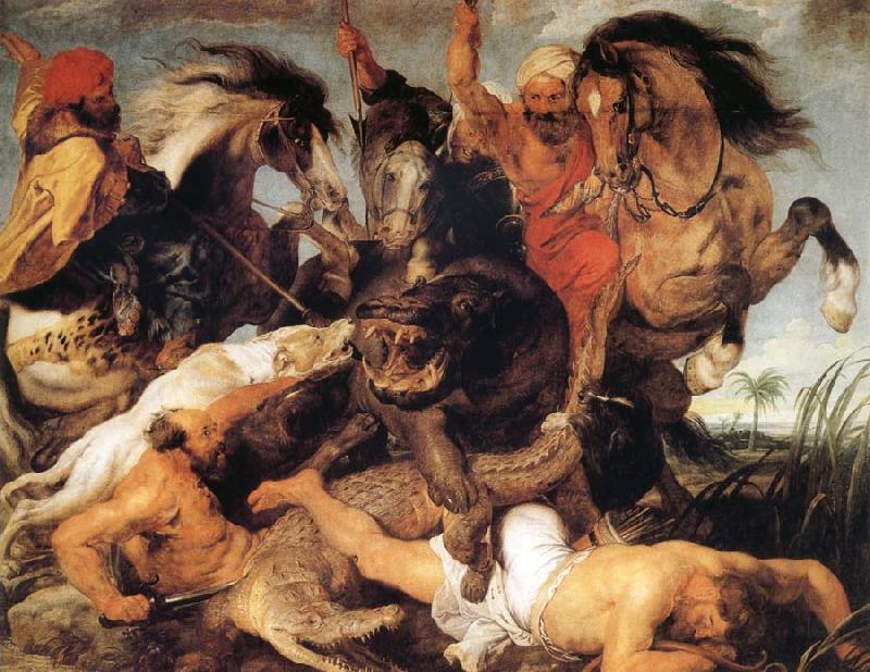 Peter Paul Rubens Hippoptamus and Crocodile Hunt Germany oil painting art